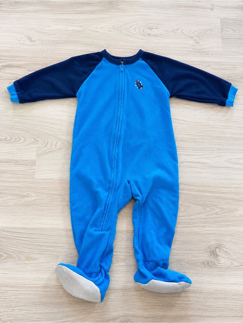 Jockey Blue Fleece Footed Pajamas Sleeper 2T Flame Resistant One Piece
